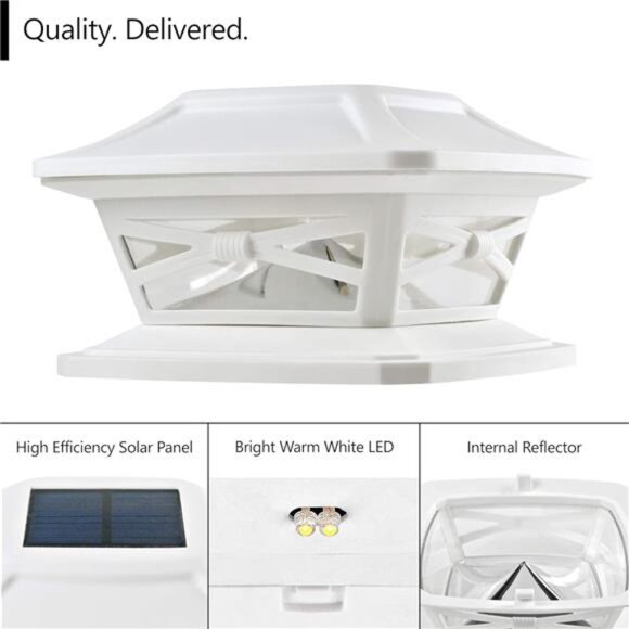 Lighting Flexfit Solar Outdoor Post Cap Lights - Includes Bases for 4x4 5x5 6x6 - Picture 2 of 7